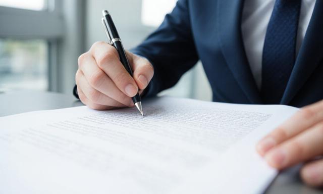 Close up of a legal professional reviewing a document